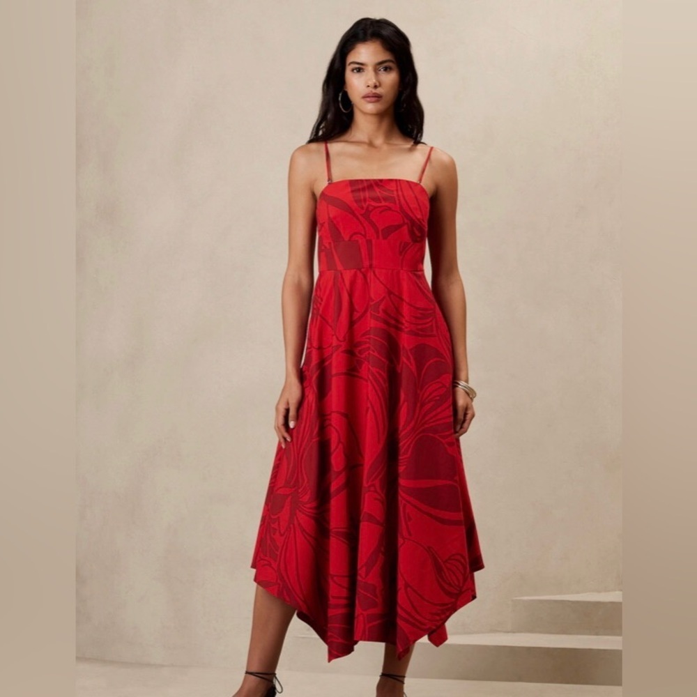 Banana Republic Red Asymmetrical Dress
